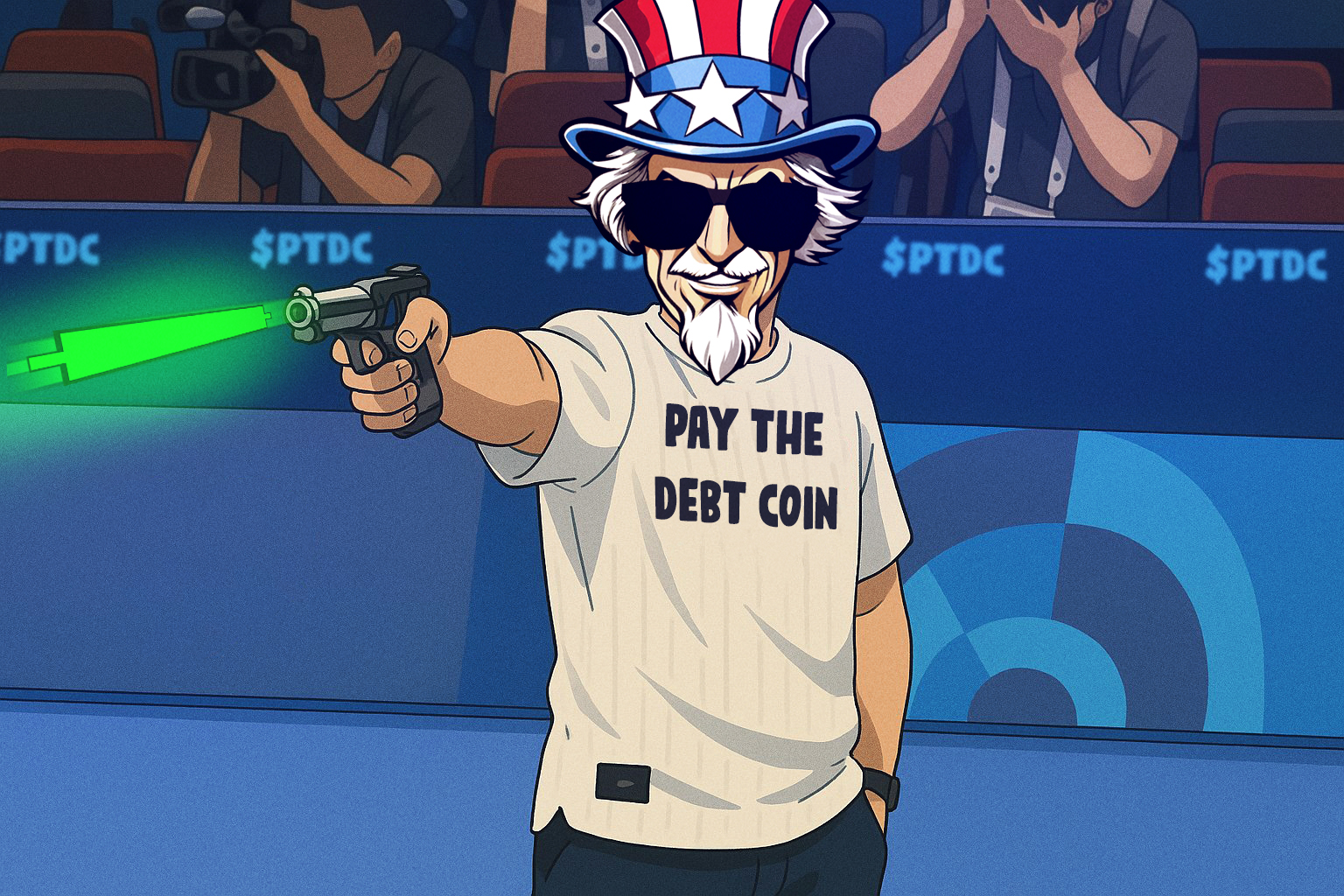 $PTDC — Uncle Sam firing a green candle